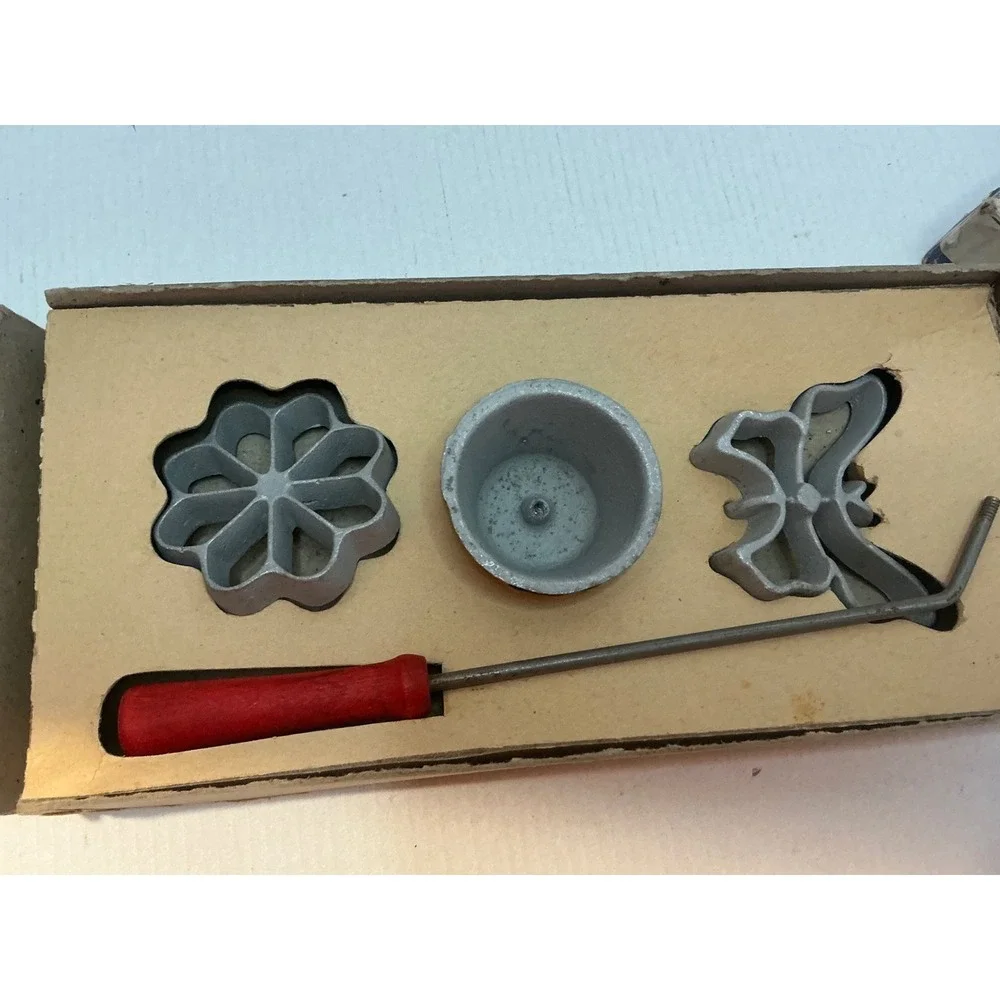 Bonley Vintage Handi Hostess Kit Rosette Waffle Patty Shell Molds Cast Aluminum